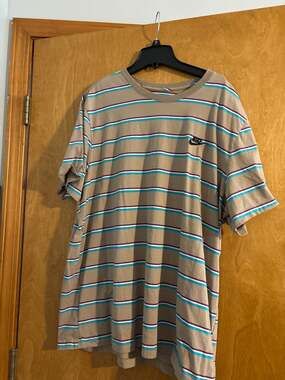 Nike Sportswear Striped T-Shirt Tan Teal Purple Size XXL